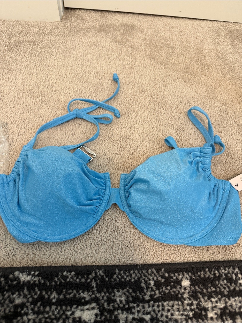 NWT (34DDD) Victoria's Secret Shimmer Light Blue Underwire Bikini Top